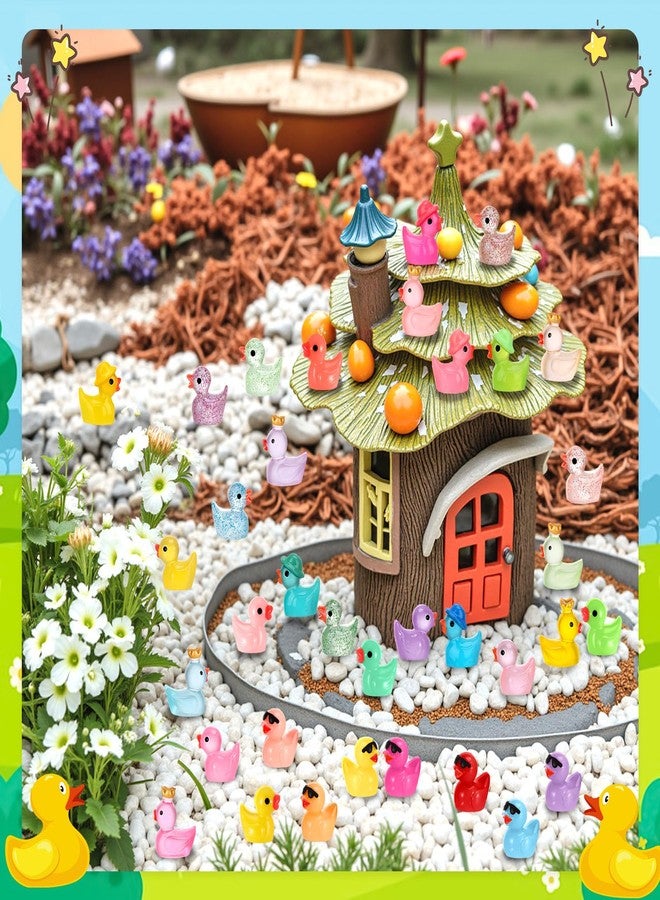 GGSTDDUP 48 Pcs Mini Resin Ducks, Tiny Ducks, Colorful Mini Resin Animals Figures to Hide for DIY Projects Garden Dollhouse Aquarium Home Decor - Image 5